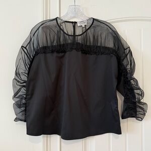 CROSBY by Mollie Burch Faye Top - Black Sheer Sleeve Blouse